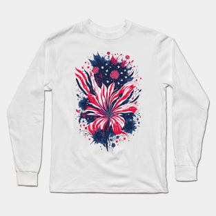 4th of July - Floral American Flag Long Sleeve T-Shirt